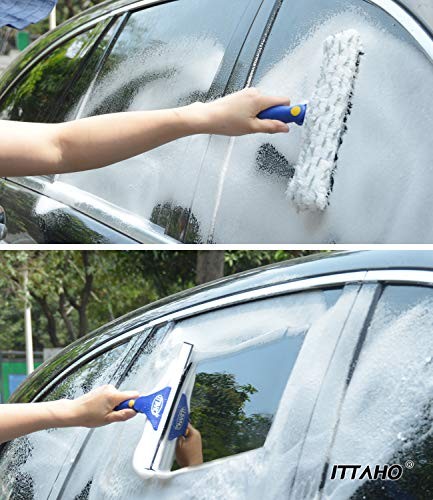 Squeegee for Window Cleaning,and 11" Microfiber Scrubber 12" Squeegee Blue
