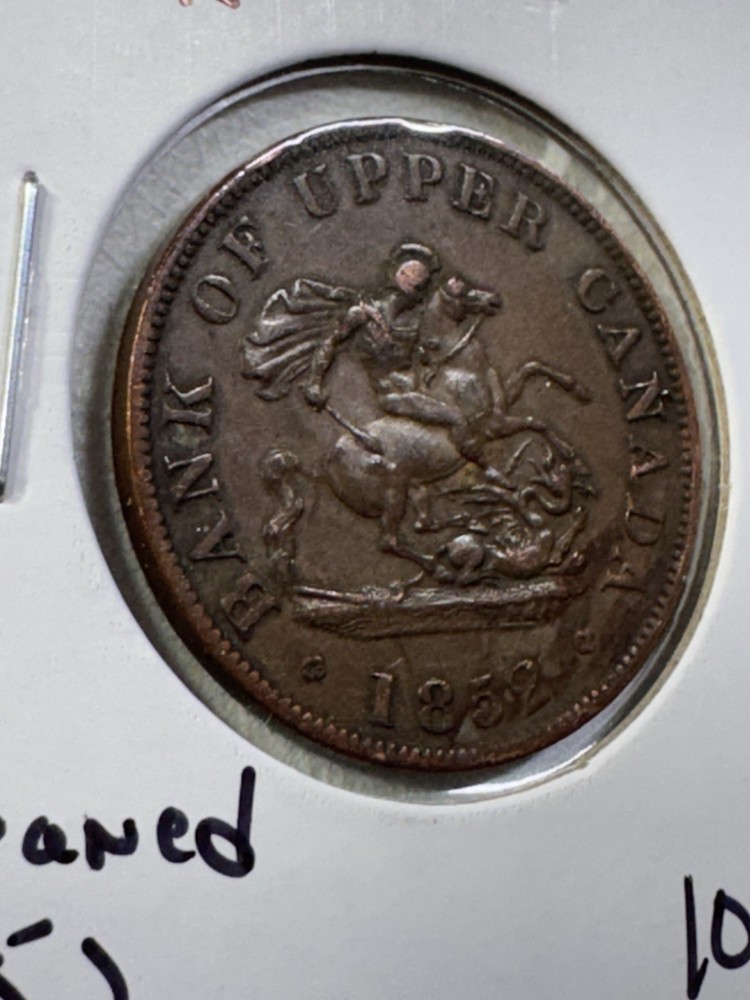1852 Upper Canada 1/2 Penny Cleaned