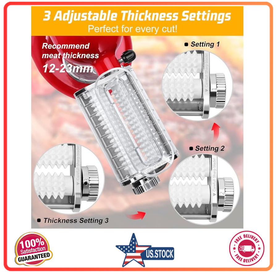 FavorKit Adjustable 3‑Thickness Meat Tenderizer Attachment – For KitchenAid Stan