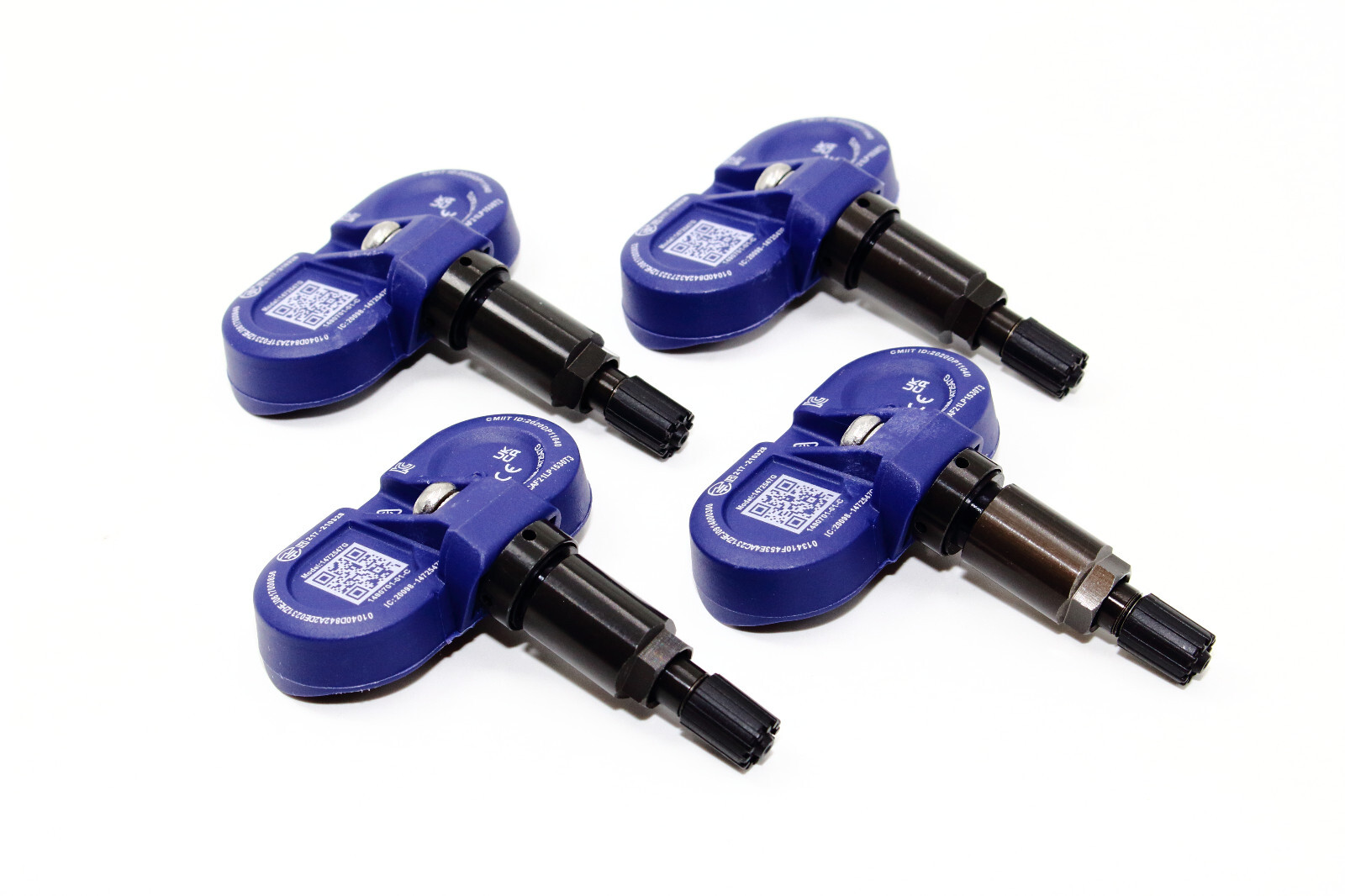 4 TPMS Gloss Black Valve Stem Tire Pressure Sensors Tesla Model 3 Y Bluetooth