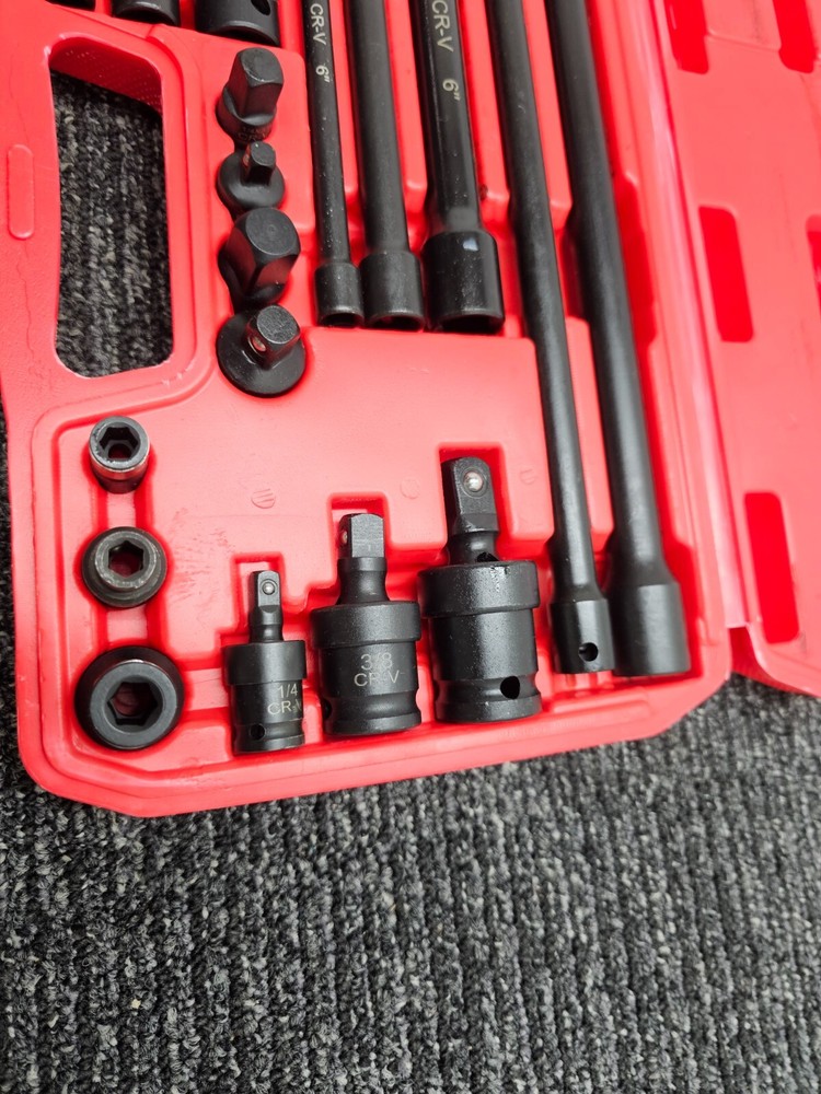 18-Piece Drive Tool Accessory Socket Adapter Extension Bar Heavy Duty