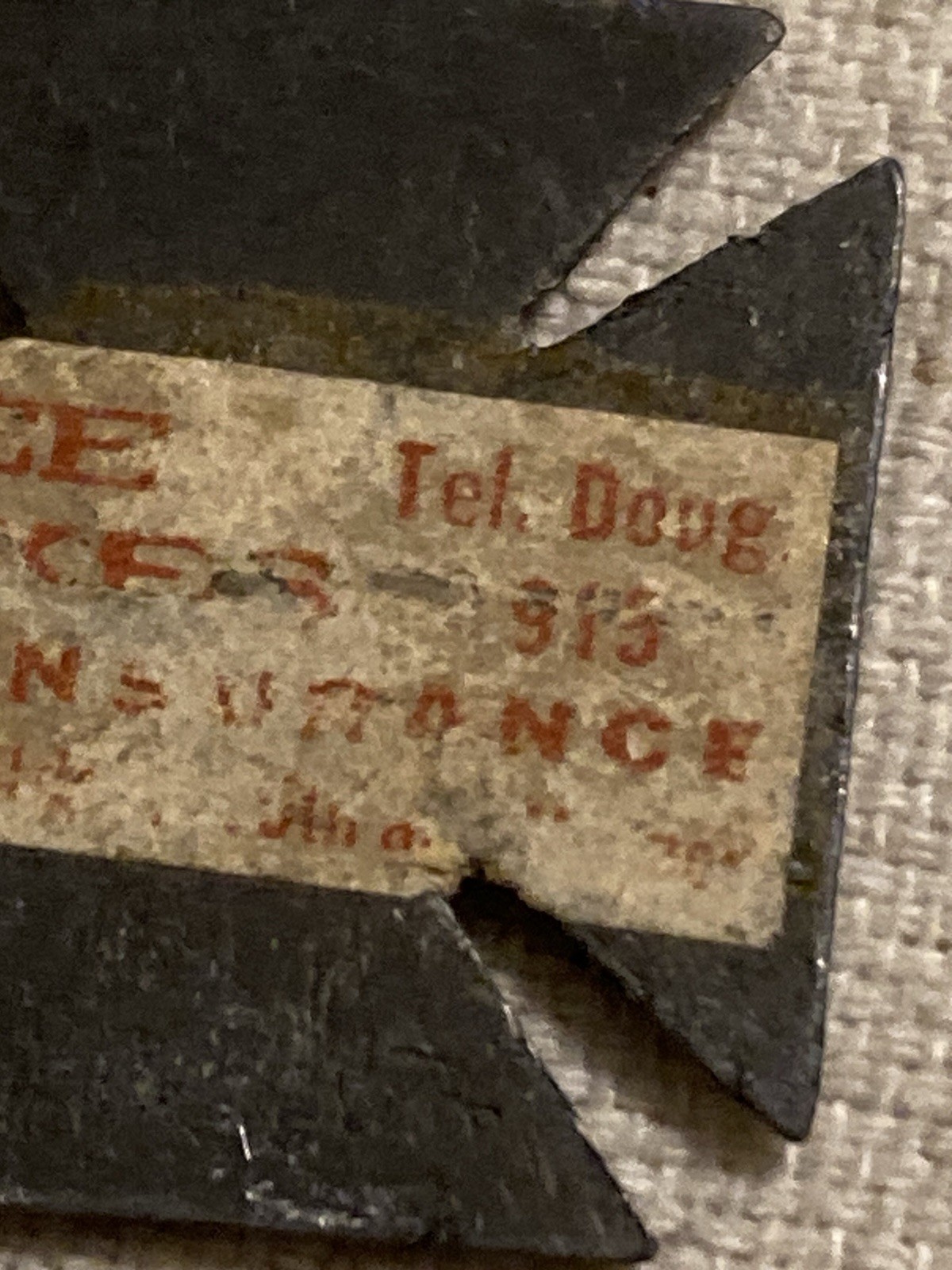 WW1 GERMAN TO DER KAISER IRON CROSS ANTI-GERMAN PROPAGANDA MEDAL BADGE LABEL ON