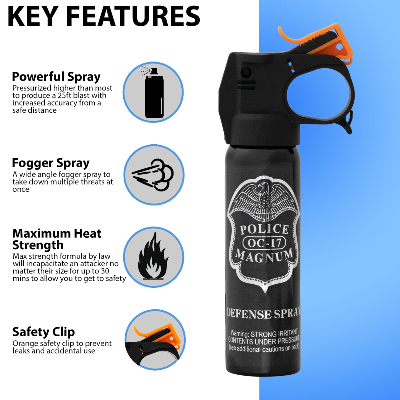 3 PACK Police Magnum pepper spray 4oz Fire Master Home Defense Security OC set