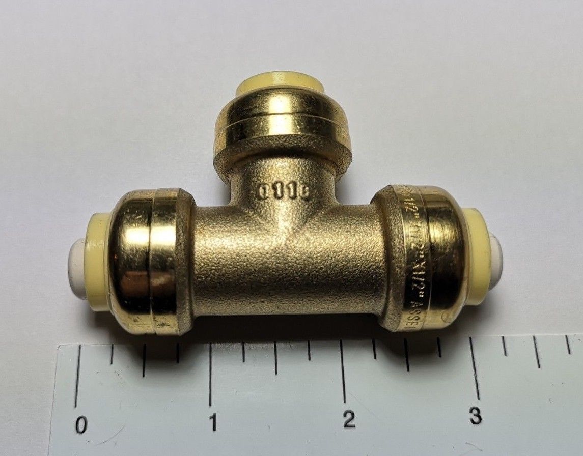 5 PIECES 1/2" X 1/2" X 1/2" PUSH FIT TEES FITTINGS - LEAD FREE