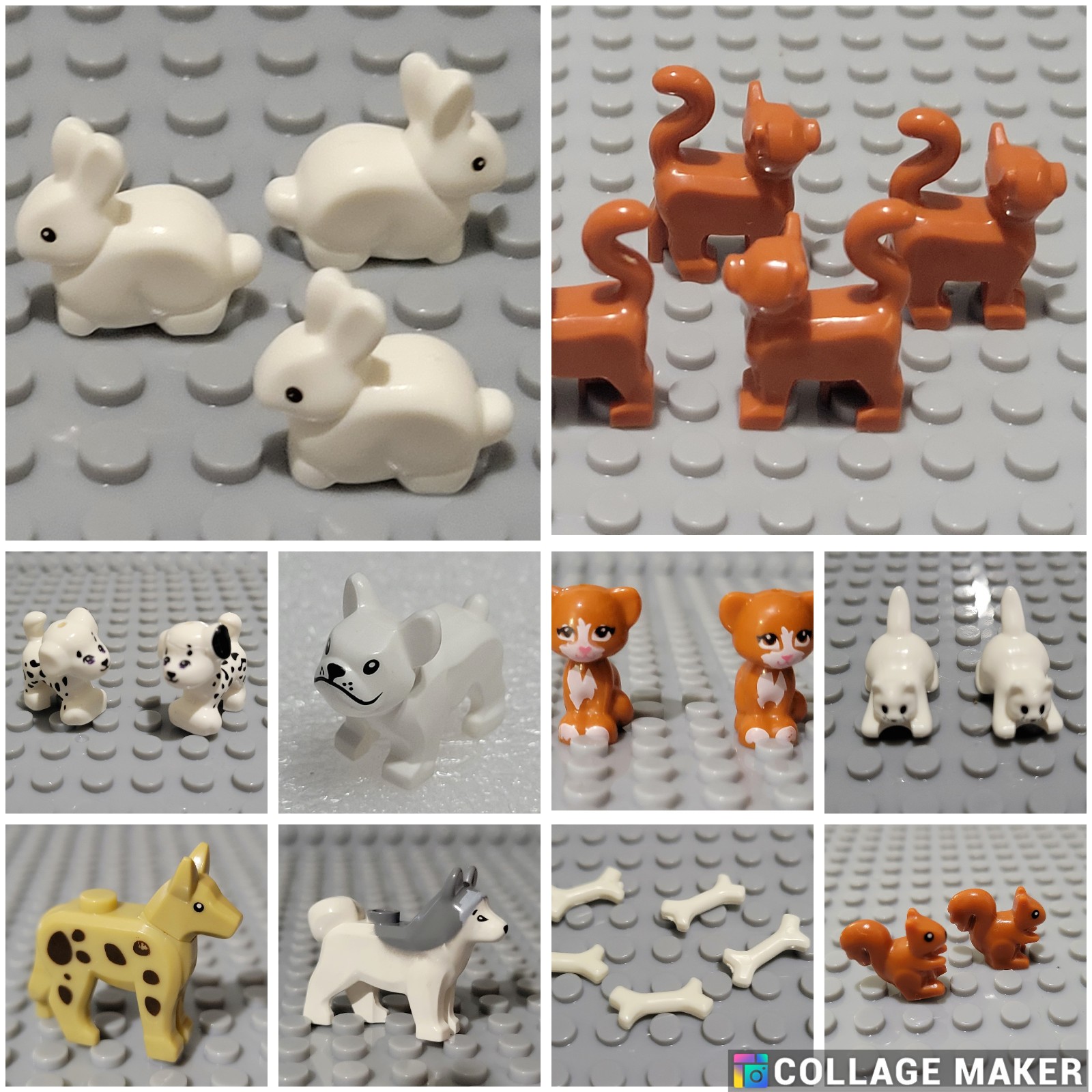 Animals Minifigure - Land Pets - Dogs, Cats, Squirrels, Rabbits, Dalmatians