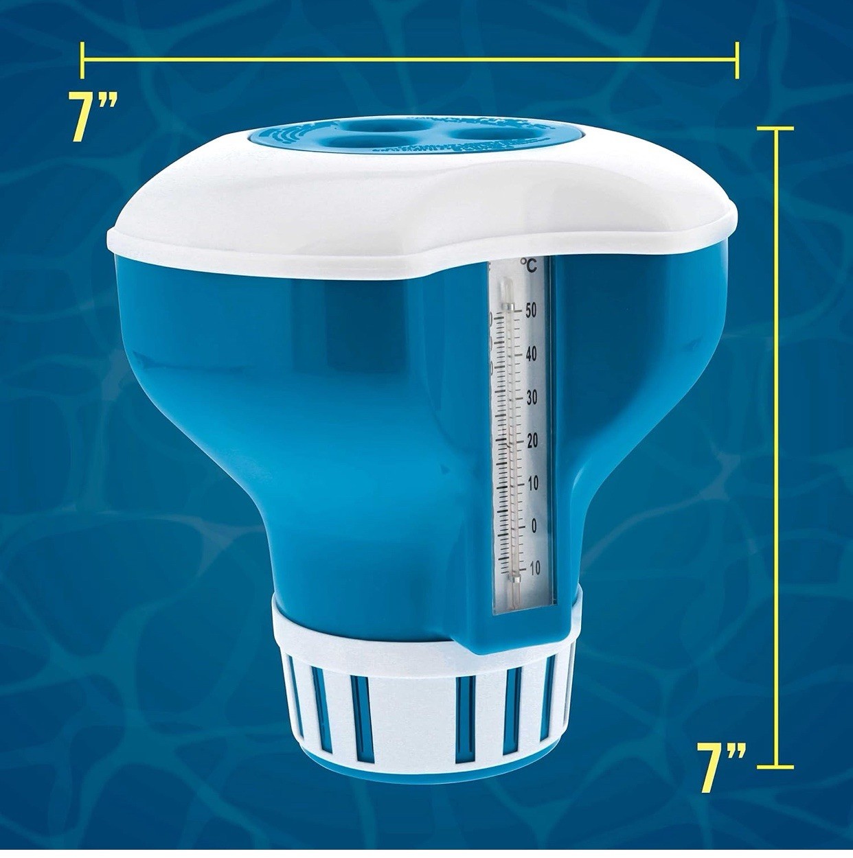 U.S. Pool Supply 7" Pool Floating Chlorine Chemical Dispenser with Thermometer