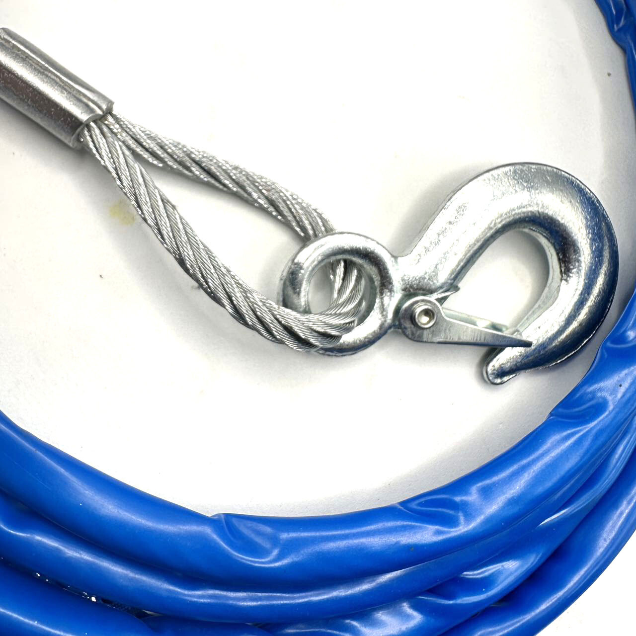 Heavy-Duty 5 Tons Car Wire Tow Rope Steel Cable Tow Strap with Hooks 12FT