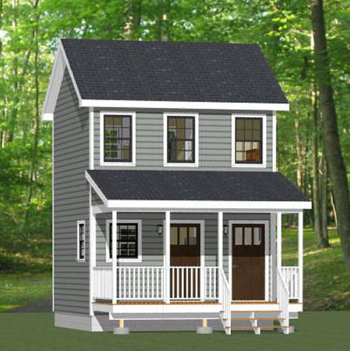 16x16 Tiny Duplex -- 441 sq ft -- PDF Floor Plan -- Model 23