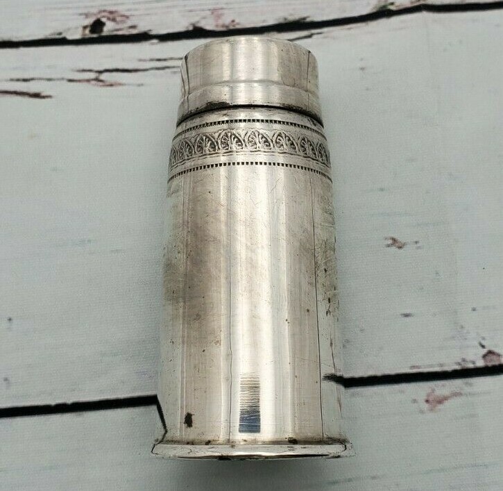 900 Silver salt shaker with glass liner
