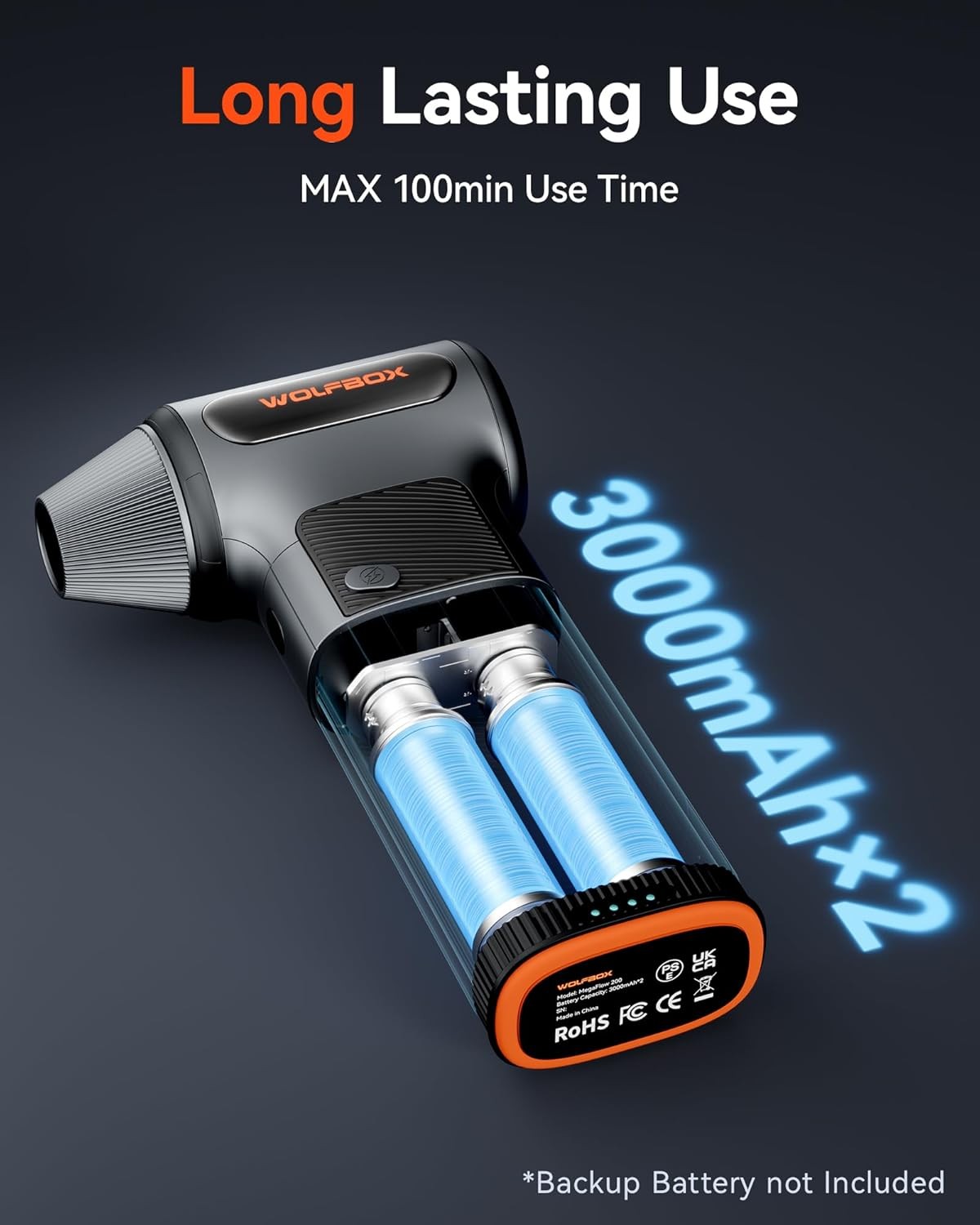 WOLFBOX MF200 Electric Compressed Air Duster with Air Blower Cleaner For PC, Car