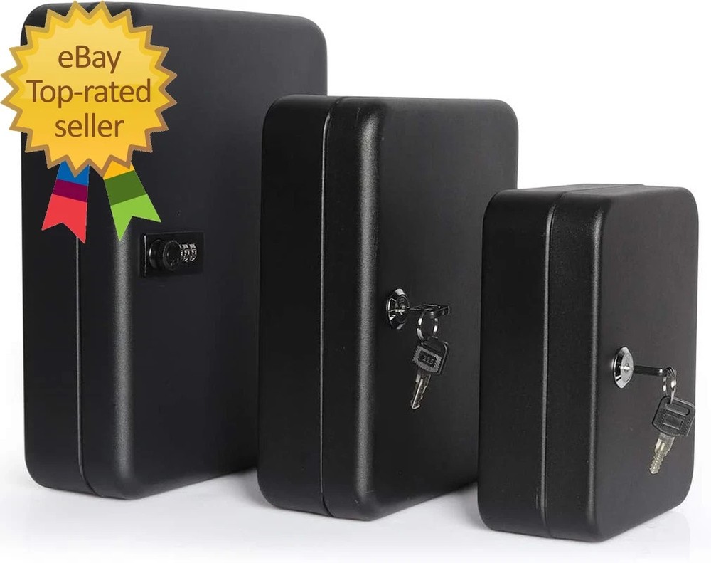 Wall Mount Key Storage Box with Code, Locking Key Cabinet Security, 48 Key Hooks