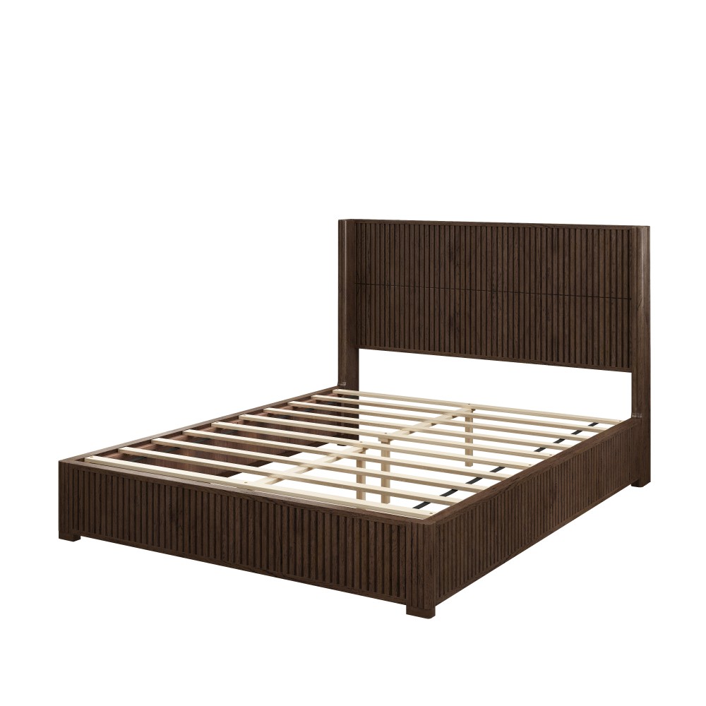 King Platform Bed Frame w/ Solid Wood Headboard, Easy Assembly