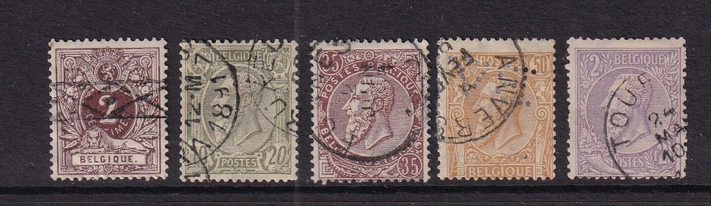 Belgium Used Stamps Sc#55-59