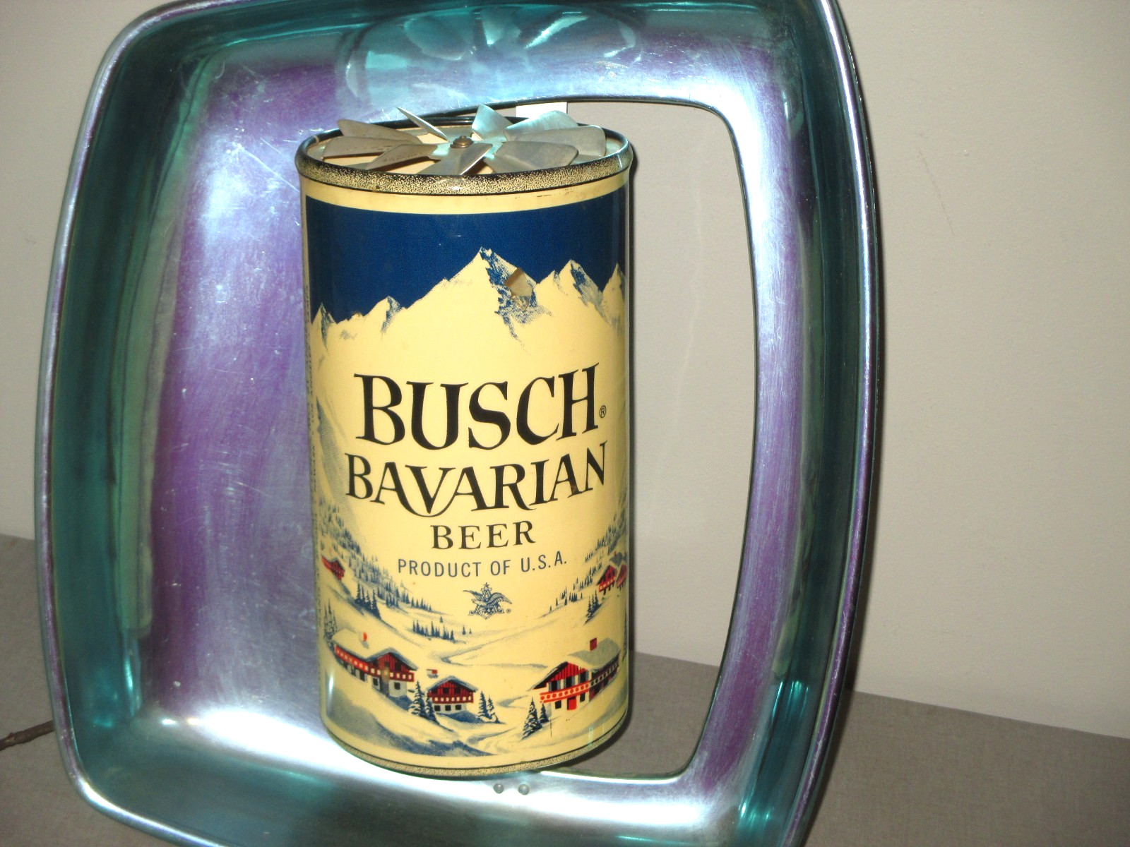 1950'S ANHEUSER-BUSCH BAVARIAN BEER -STORE BAR DISPLAY LIGHTED SPINNING CAN-18"