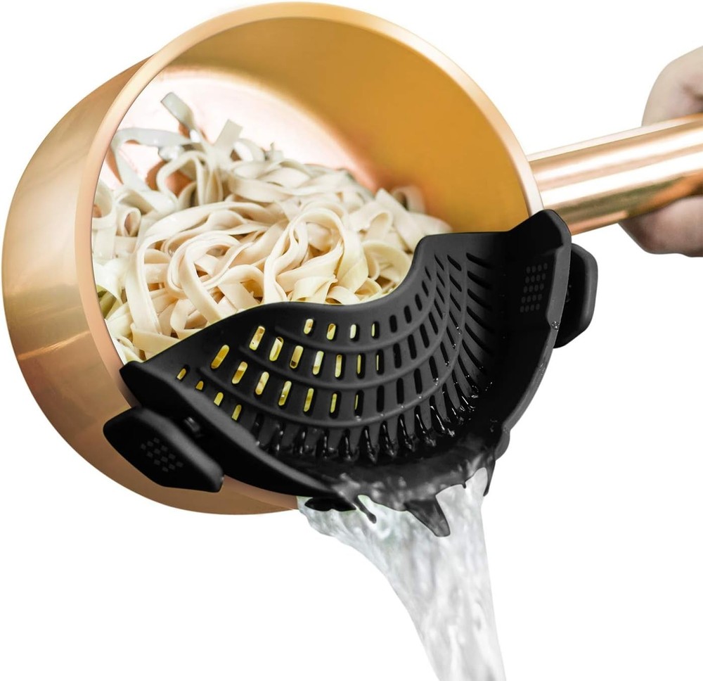 Compact Multi-Functional Silicone Strainer - Quick Drain in Elegant Black