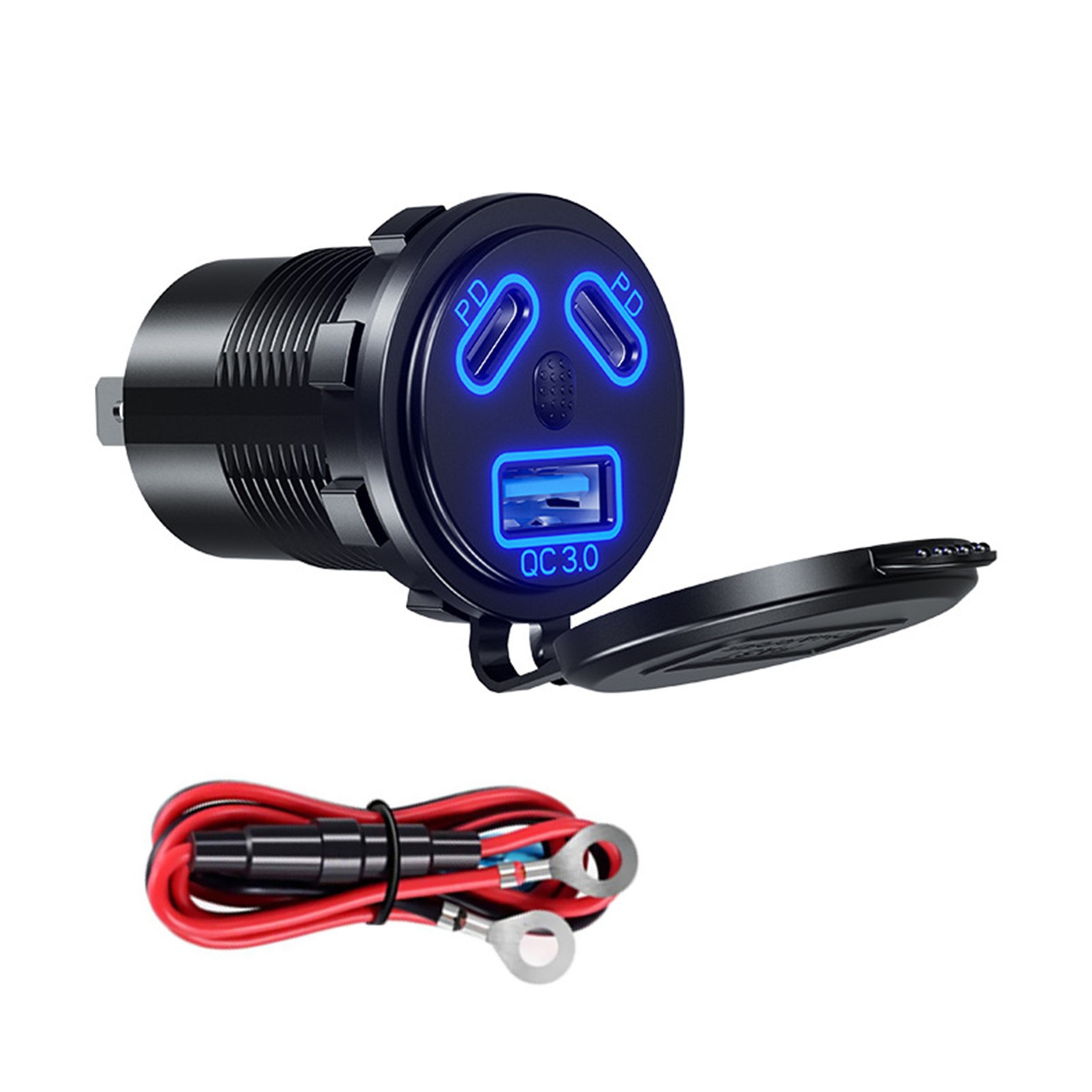 Dual PD+QC3.0 Port USB Car Fast Charger Cigarette Lighter Socket Power Plug Kit