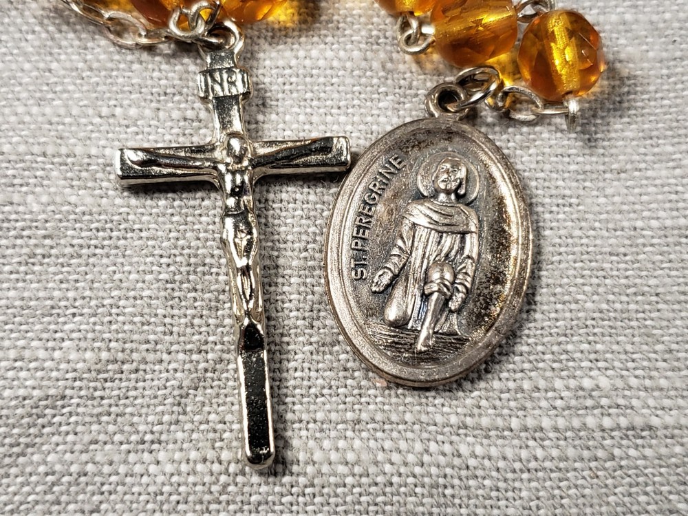 Vintage Rosary St Peregrine Chaplet Religious Christian B61