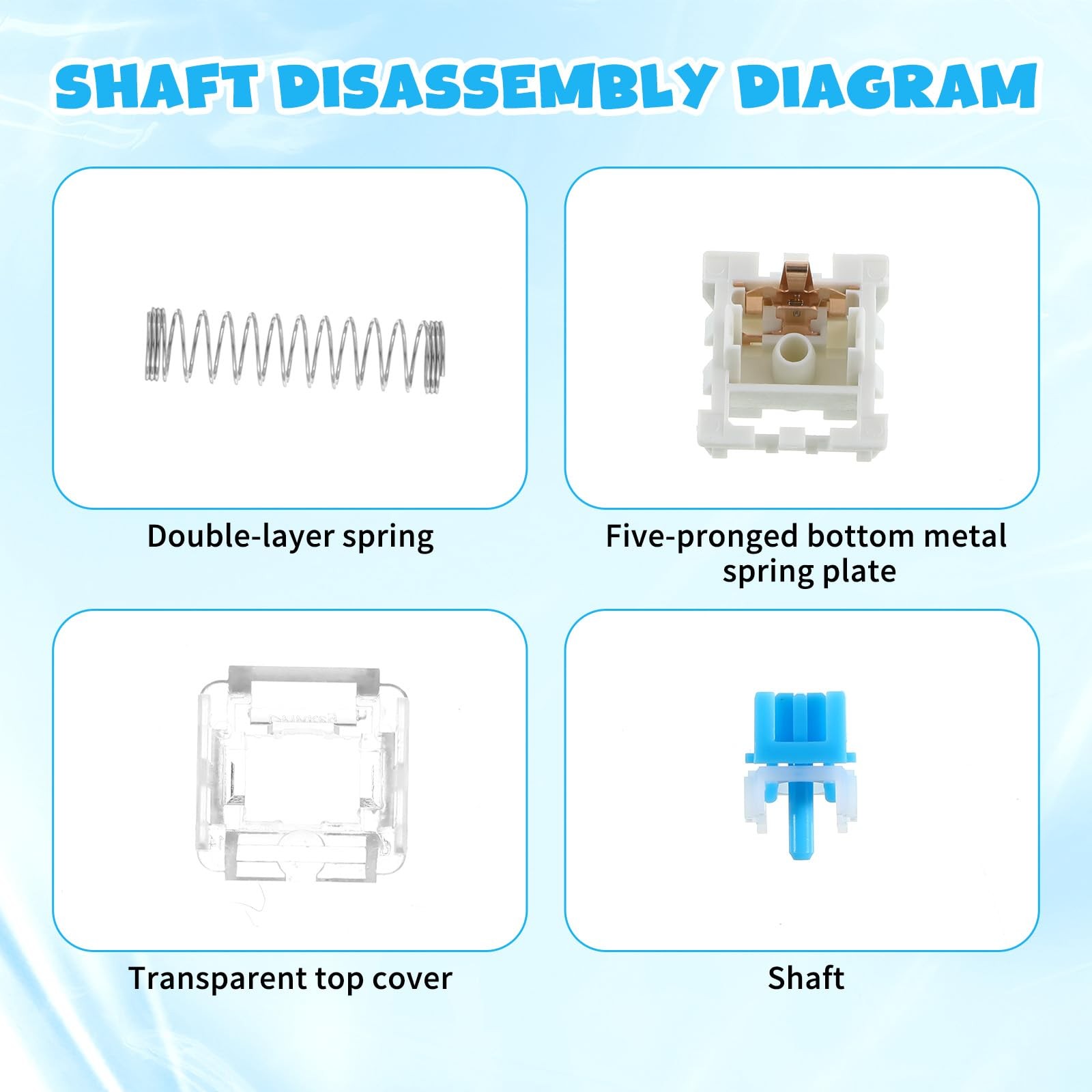 Keyboard Switches, 50 Pcs 3 PIN Blue Keyboard Clicker Dustproof Mechanical Ke