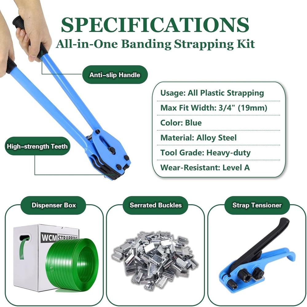 Versatile Packaging Strapping Kit - 5/8" Heavy-Duty Strapping for Multiple Uses