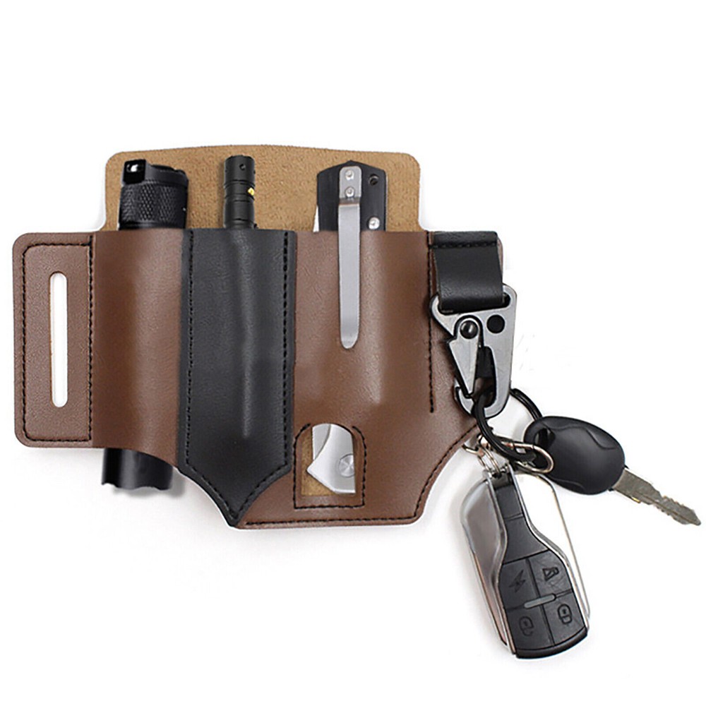 Leather Storage Waist Bag Sheath Multi-function Tool Organizer Pouch Pen Case