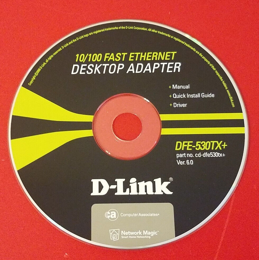 ⭐️⭐️⭐️⭐️⭐️ D-Link 10/100 Fast Ethernet Desktop Adapter CD Disc DFE-530TX+