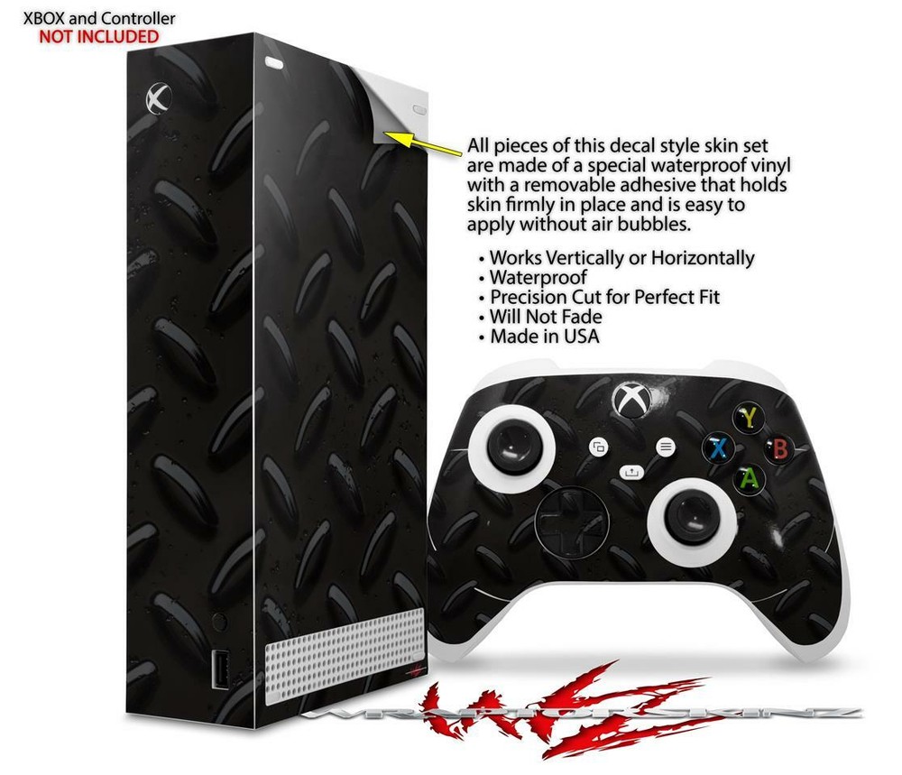 Skins XBOX Series S Console Controller Diamond Plate Metal 02 Black