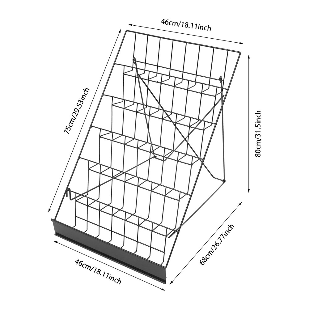 6 Tier Wire Countertop Rack, Book Display Rack, Comic Book Display Rack Black