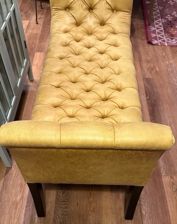 Uttermost Henning Mustard Yellow Tufted Bench