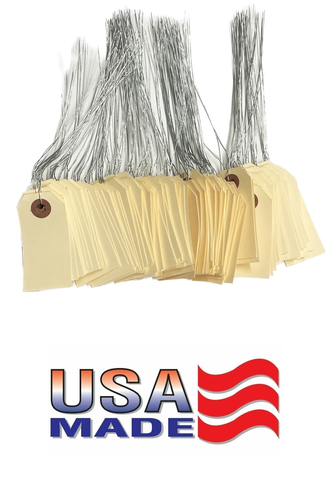 100 pcs- 2 3/4" x 1 3/8" Size 1 Manila Inventory Pre-Wired Price Tags with Wire