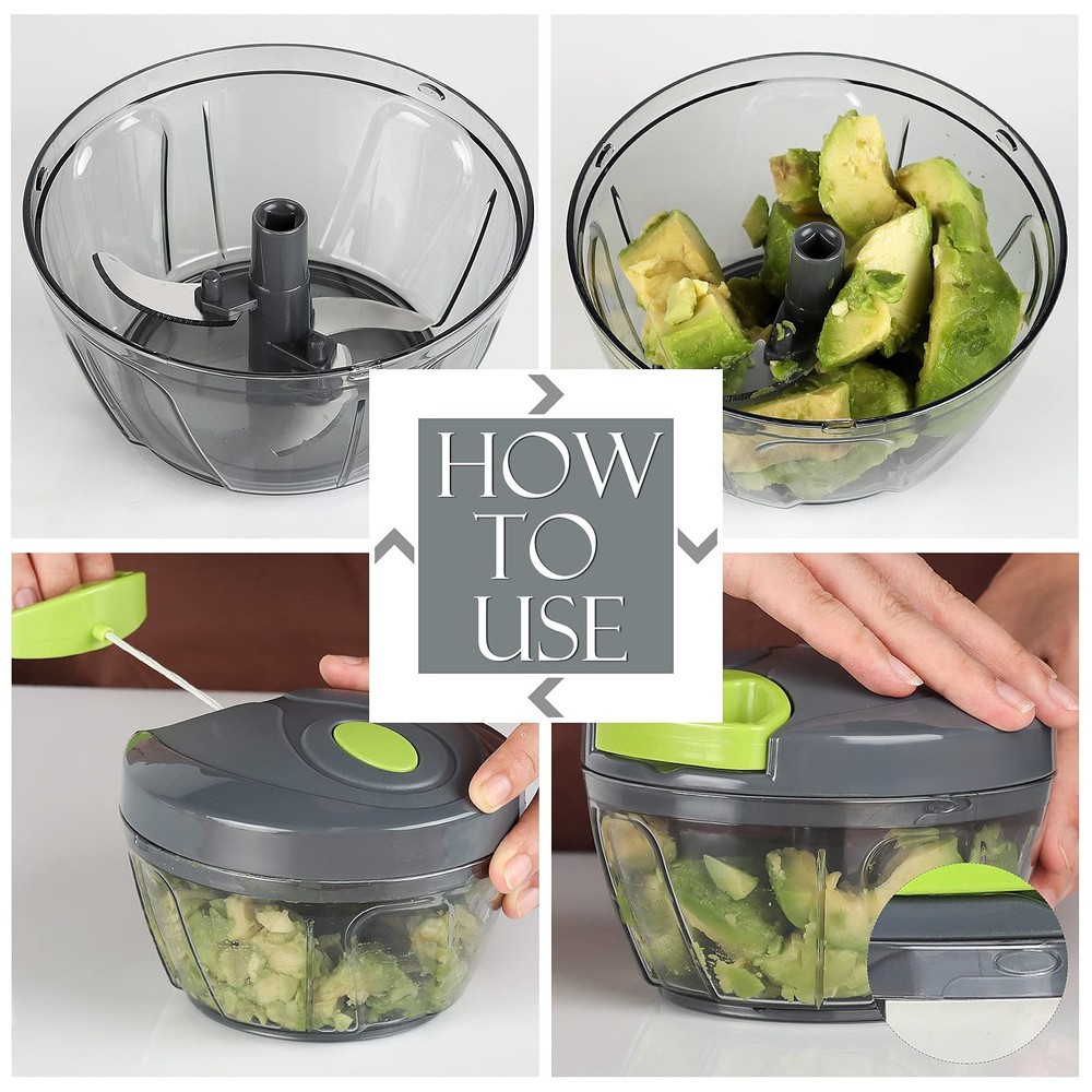 Manual Food Processor Vegetable Chopper, Portable Hand Pull String Garlic Min...