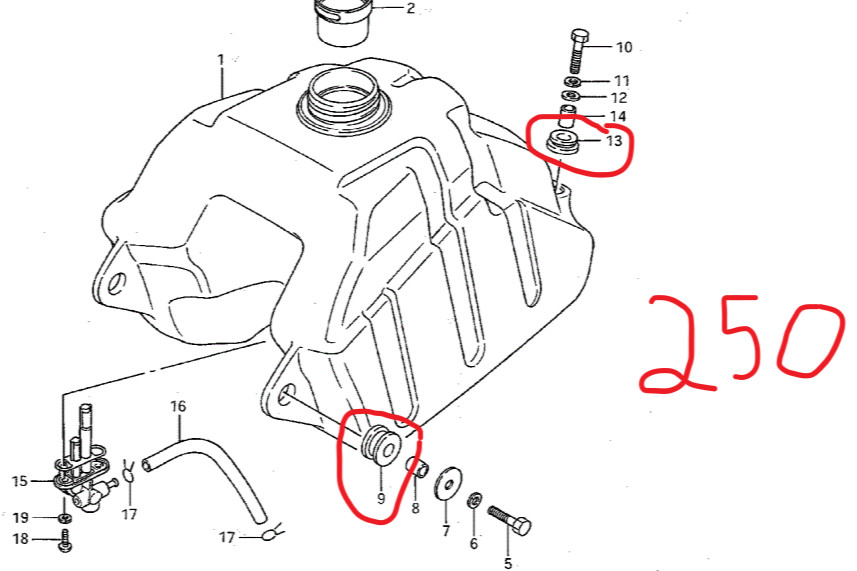SUZUKI 250 QUADRACER LT250R, LT500R 500 QUADZILLA GAS TANK MOUNTING GROMMET