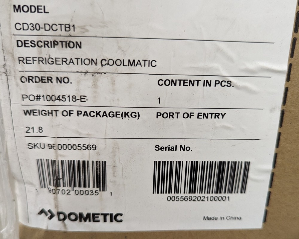 DOMETIC CD30-DCTB1 COOLMATIC DRAWER FRIDGE W/ COMPRESSOR