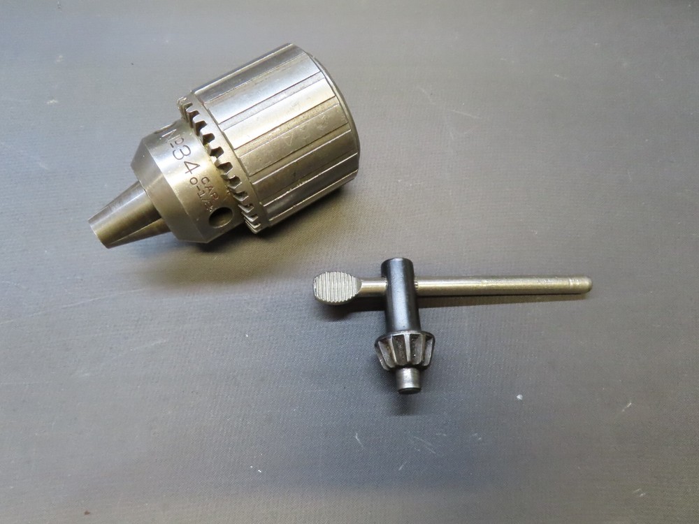 Jacobs No. 34 drill chuck W/key 0-1/2" capacity