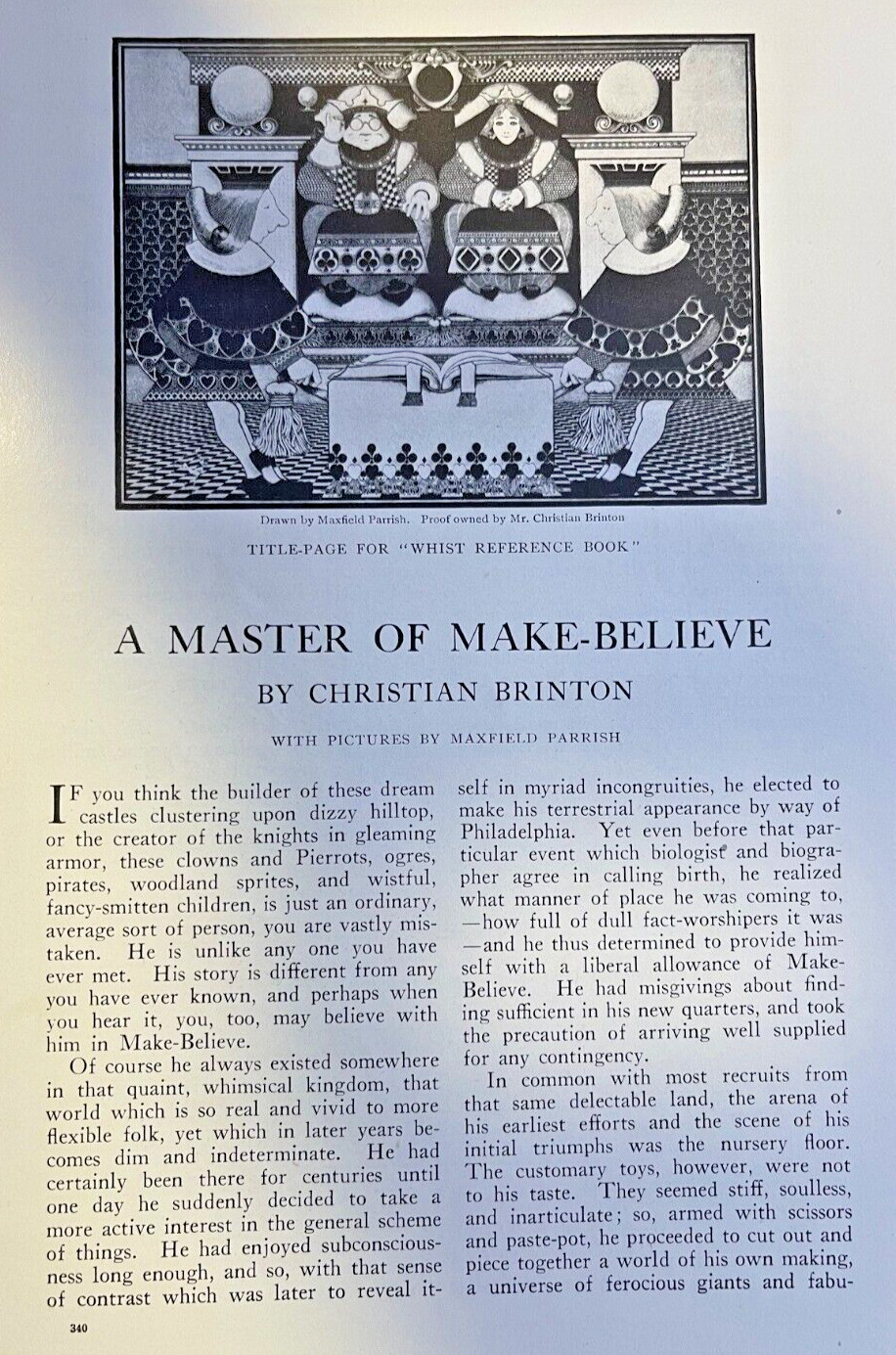 1912 Artist Maxfield Parrish Master of Make Believe