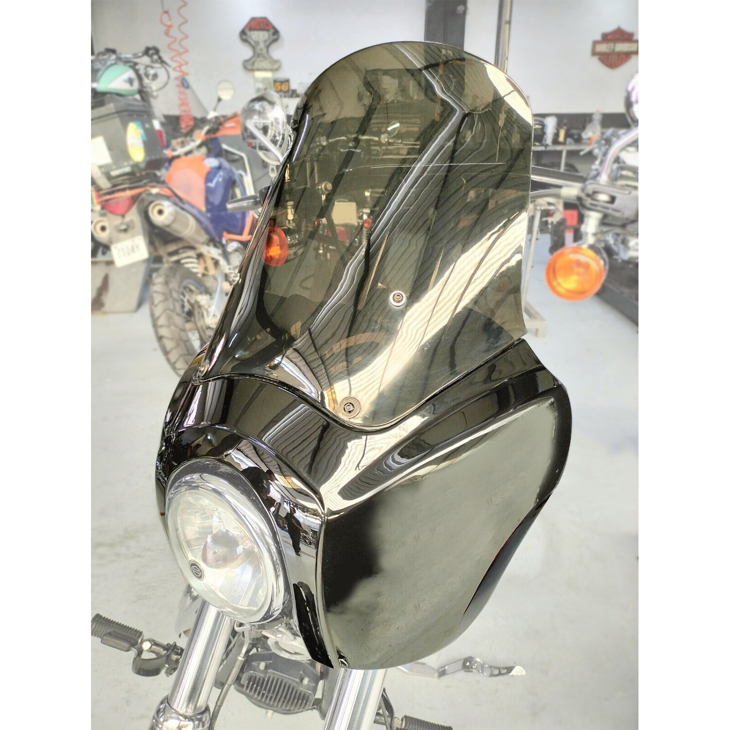 Front Fairing 15'' Smoke Windshield For Harley Dyna Wide Glide Fat Bob T-Sport