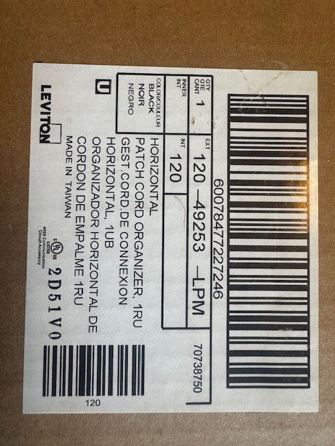 Leviton 120-49253-LPM Horizontal Patch Cord Organizer