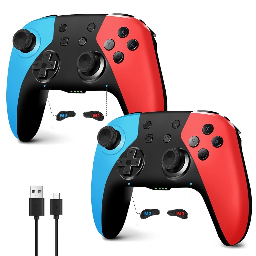 2 Packs Wireless Controller for Nintendo Switch/Lite/OLED (Red+Blue)