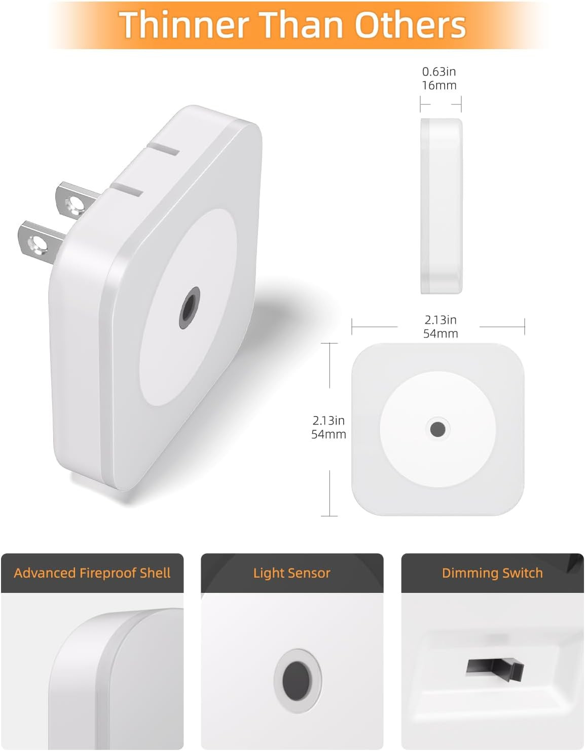 6-Pack LED Night Lights Plug into Wall,Bright Nightlight Auto-On/Off and Dimmabl