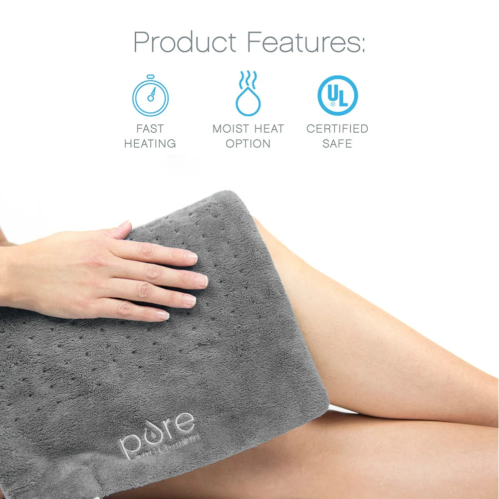 Pure Enrichment PureRelief Deluxe Heating Pad 12"x24" – Gray