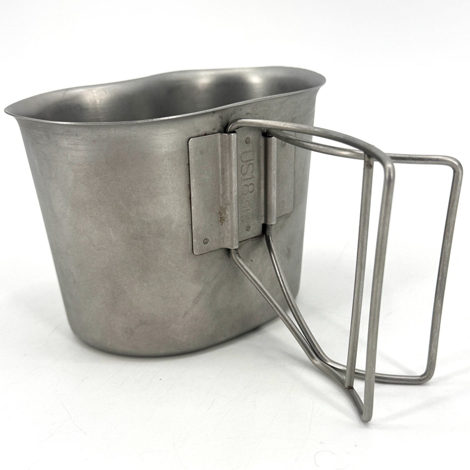 USGI US Military Issue 1 Quart Stainless Steel Metal Canteen Cup Folding Handle