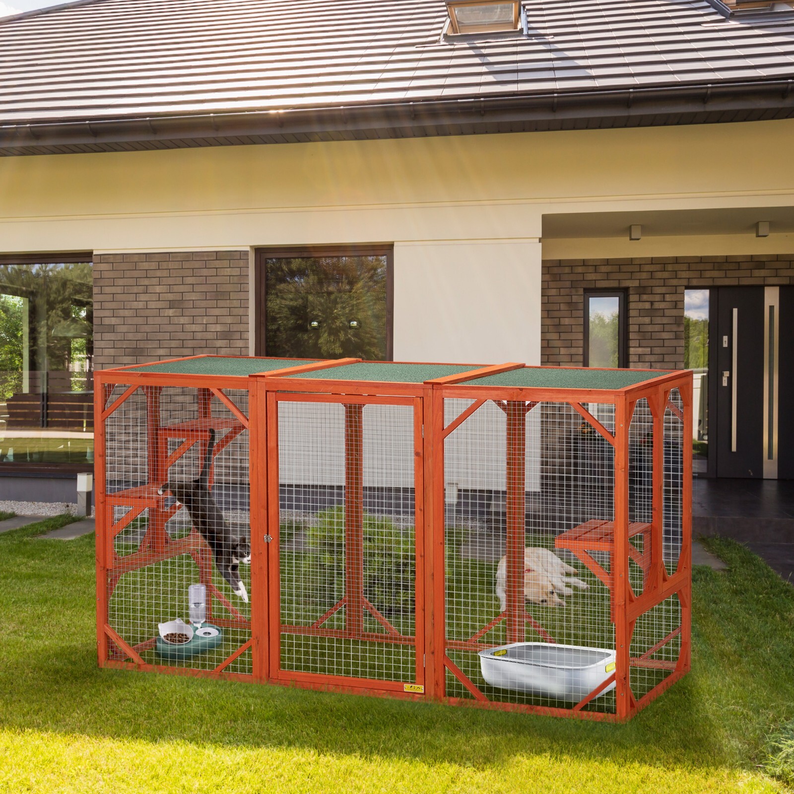 COZIWOW Cat House Outdoor Catio Cat Play Run Enclosures Indoor Kitty Window Cage