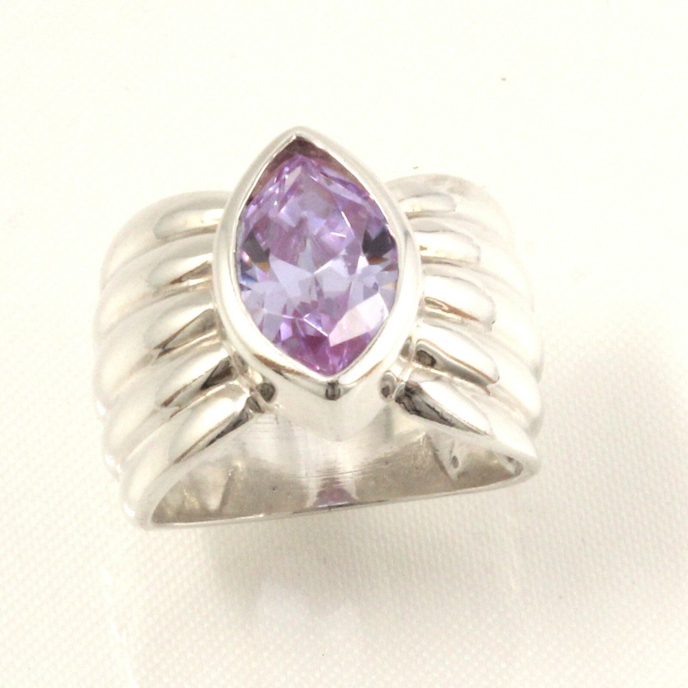 Sterling Silver Amethyst CZ Solitaire Ring