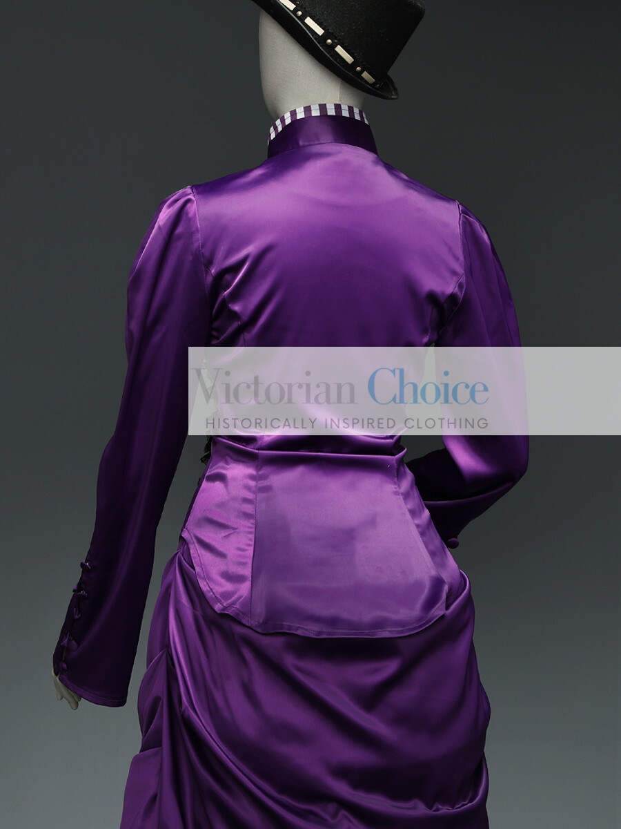 Victorian Edwardian Purple Striped Bustle Dress Riding Habit Downton Abbey 139