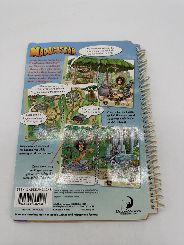 LeapFrog LeapPad MADAGASCAR Book Only Spanish Replacement