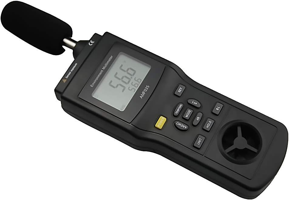 Multi-Function Environmental Meter: Anemometer, Sound, Air Flow, Humidity & LUX