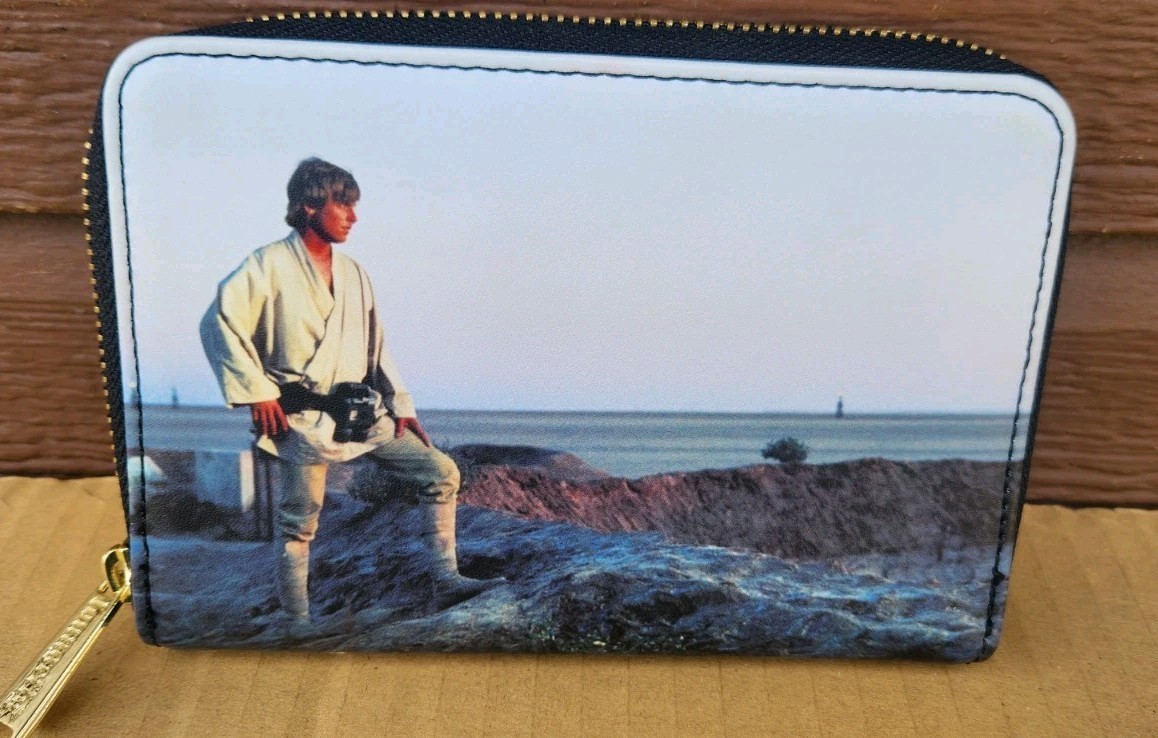 Loungefly Star Wars Wallet Princess Leia Luke Skywalker Zip Around Black