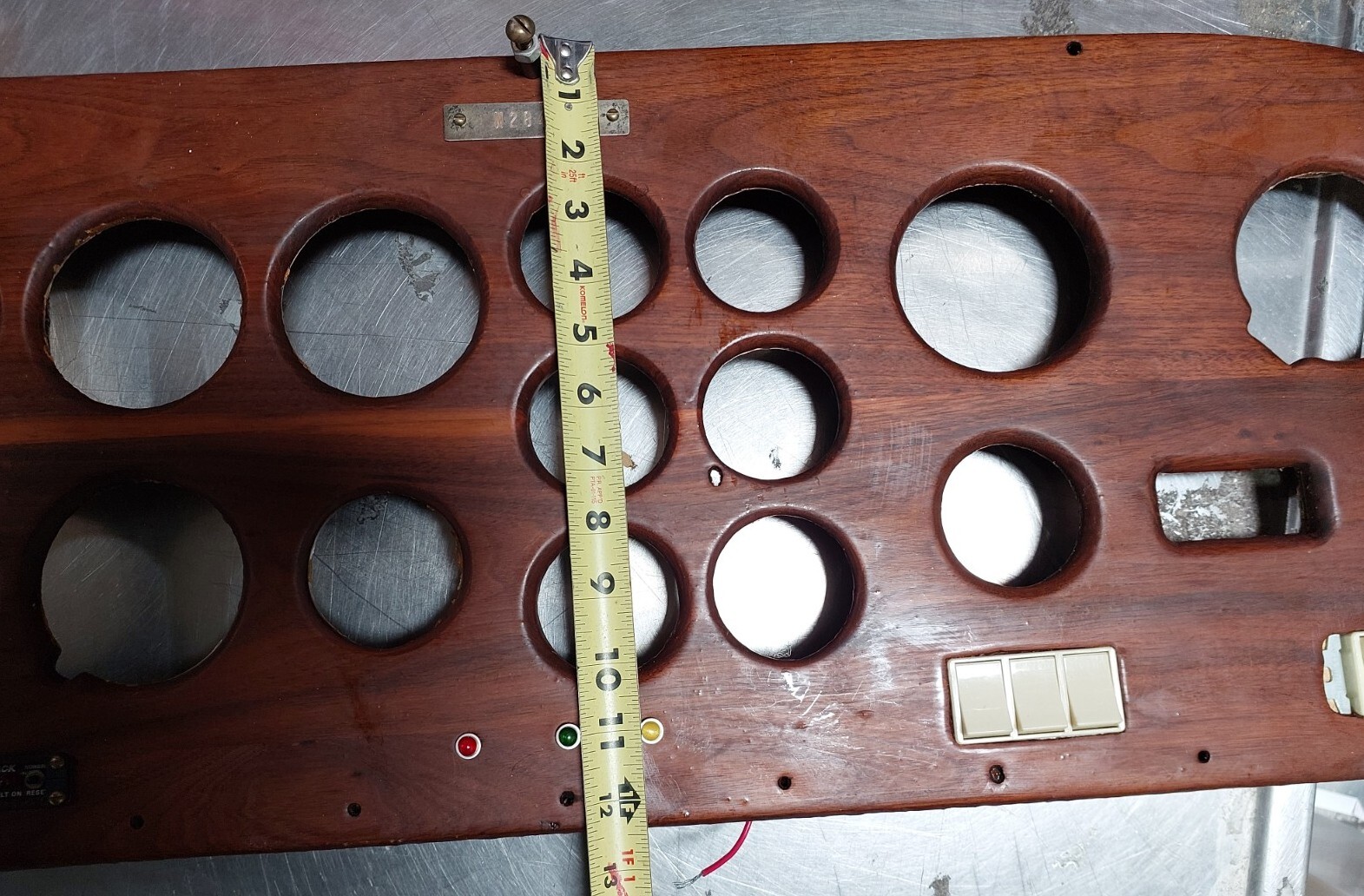Rare Vintage World War II Military Aircraft Instrument Control Panel (Walnut Woo