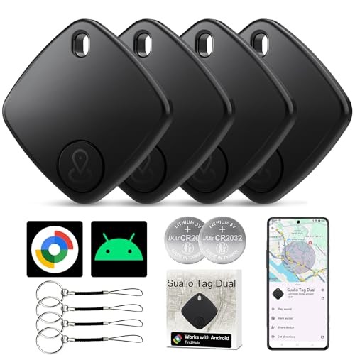 Black Bluetooth Tracker - Air Tracker - 2026 New Tags - Android - 4 Pack