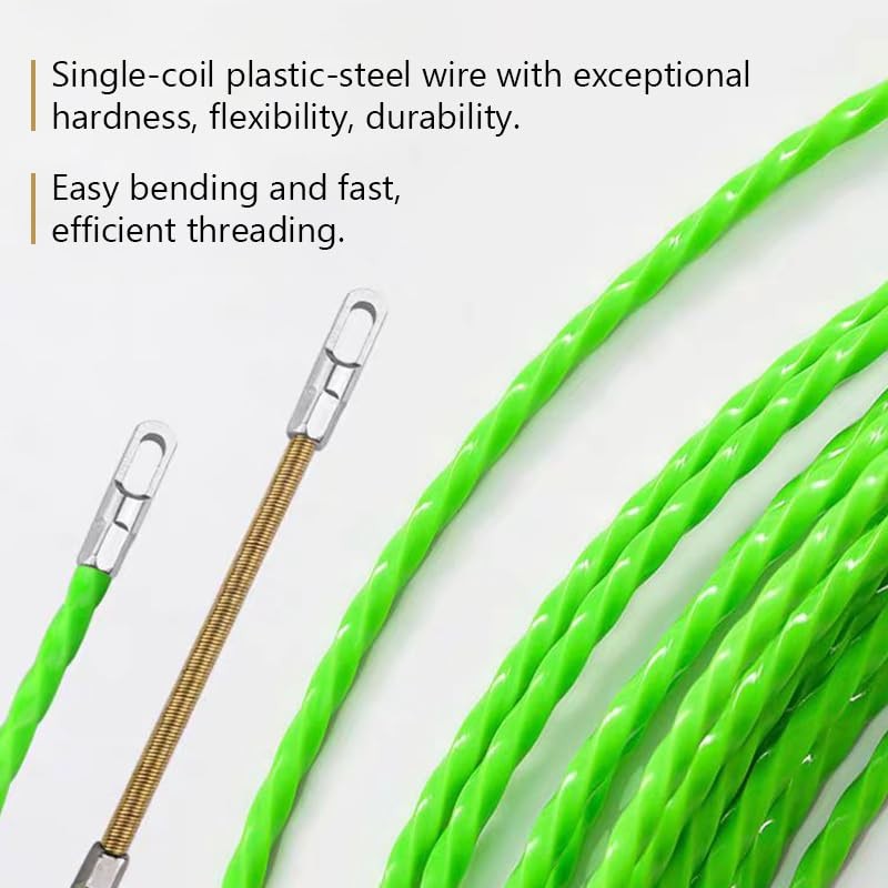 Fish Tape Wire Puller Through Wall Threader plus 49ft 4mm, Green