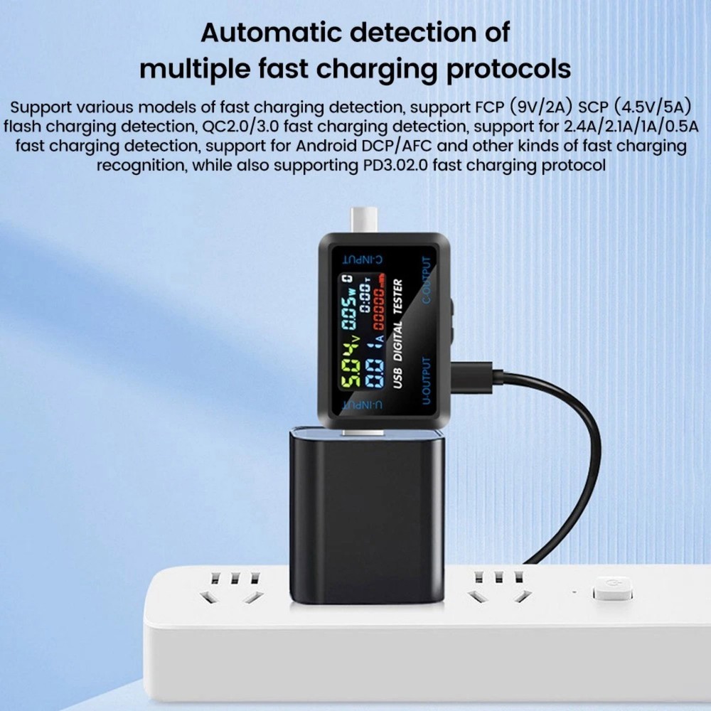 Portable USB Type C Voltmeter Current Meter with 5A Interface for Device Testing